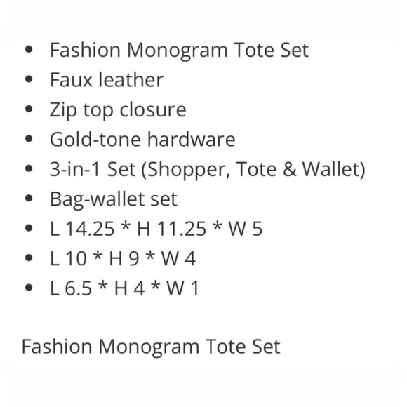 NEW 3PC Fashion Monogram Tote Set - Picture 6 of 6